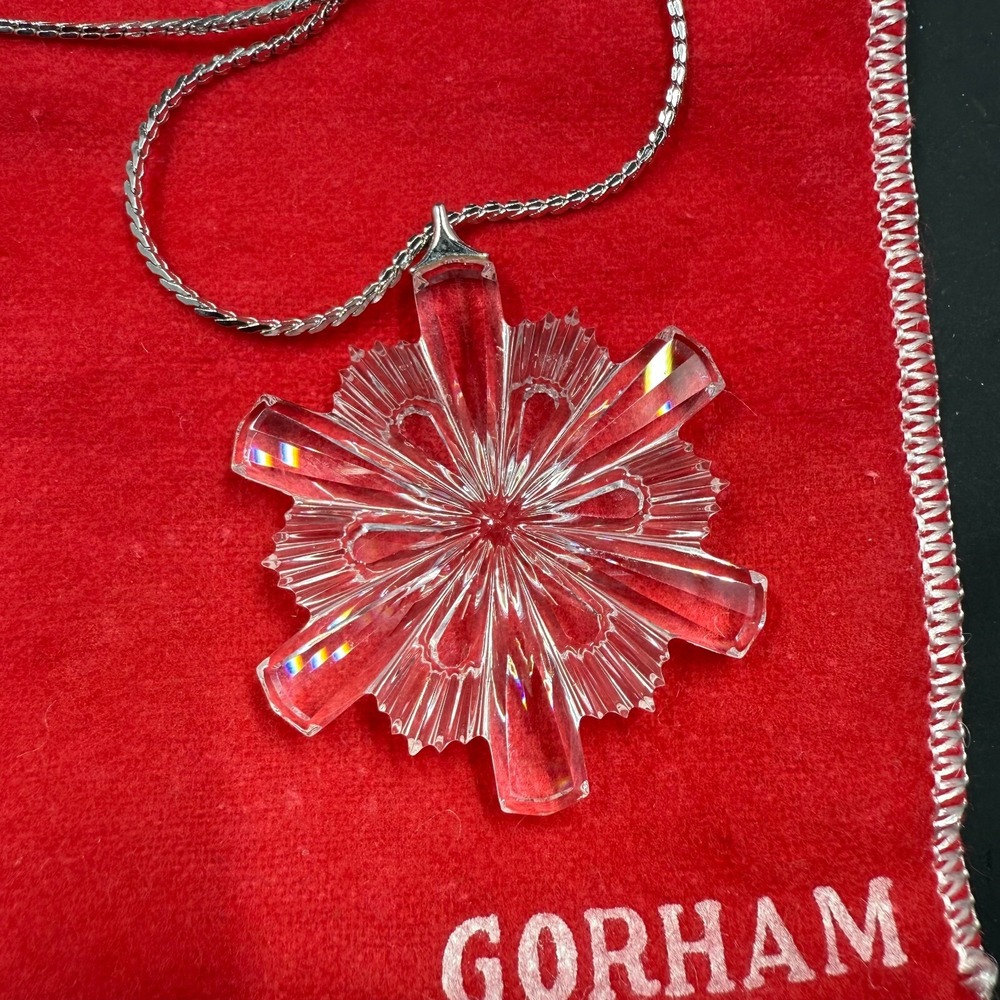 1979 GORHAM ANNUAL EDITION FULL-LEAD CRYSTAL 1.75" SNOWFLAKE 24"‎ NECKLACE